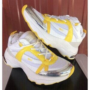 DKNY Juna Slip On Sneak  Athletic Sneaker Sz 5.5 Yellow, White, & Metallic NEW!!